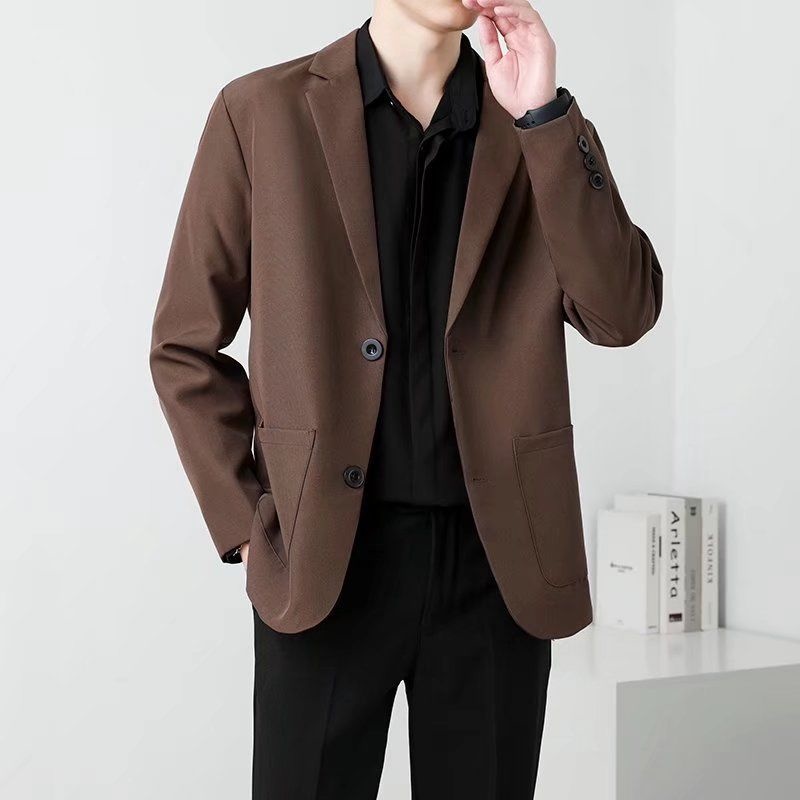 Men Formal Wear Brown - Spring Brown Black Blazer Men Slim