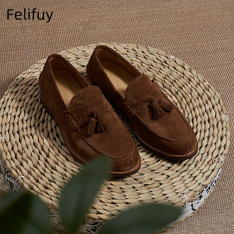 Men Formal Wear Brown - New Brown Men Flat Loafers Cow