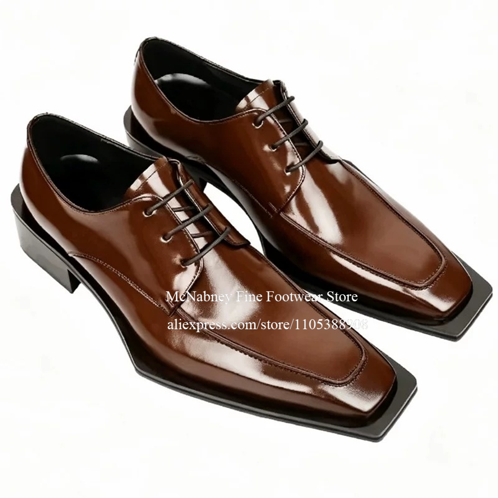 Men Formal Wear For Wedding - Spike Studs Leather Dress Shoes Lace