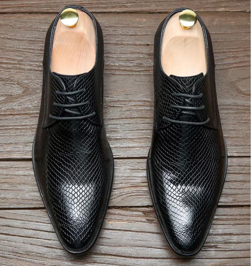 Scale - Men Formals & Ethnic Wear - High Quality Fish-scale Pattern Black Leather