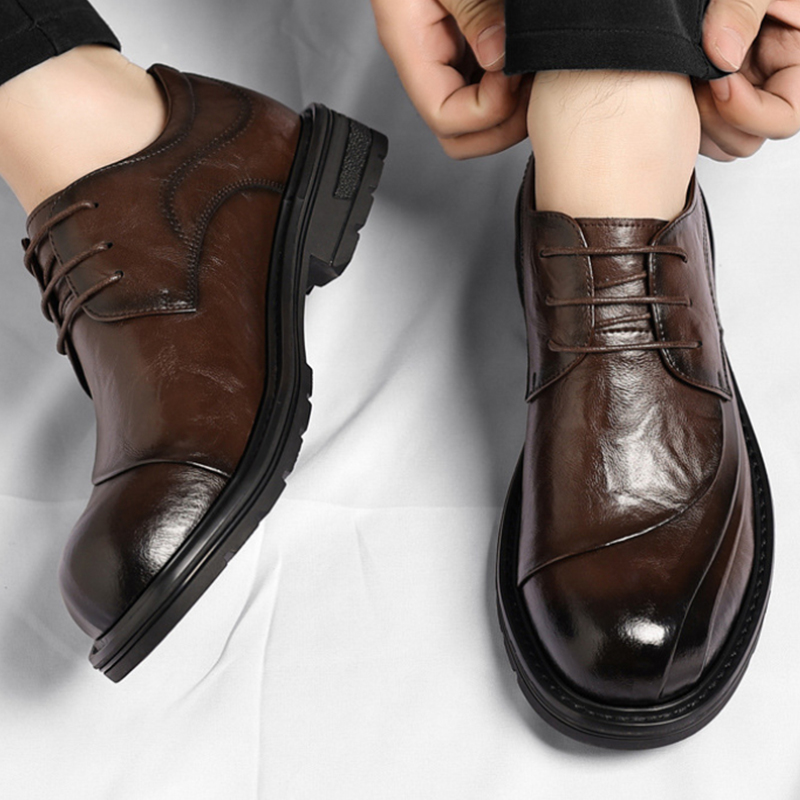 Brown Burnished Genuine Leathe - Men Formal Wear For Wedding recension och pris