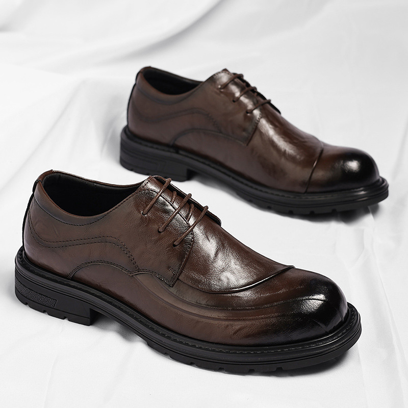 Brown Burnished Genuine Leathe - Men Formal Wear For Wedding recension och pris