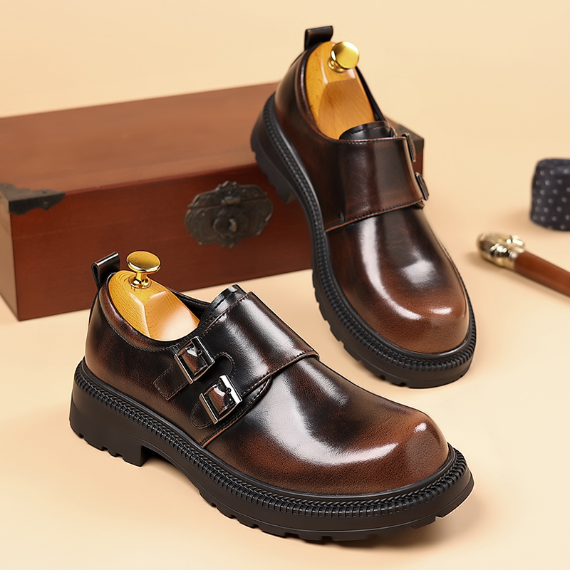Retro Brown Men's Leather Casu - Men Formal Wear Brown recension och pris