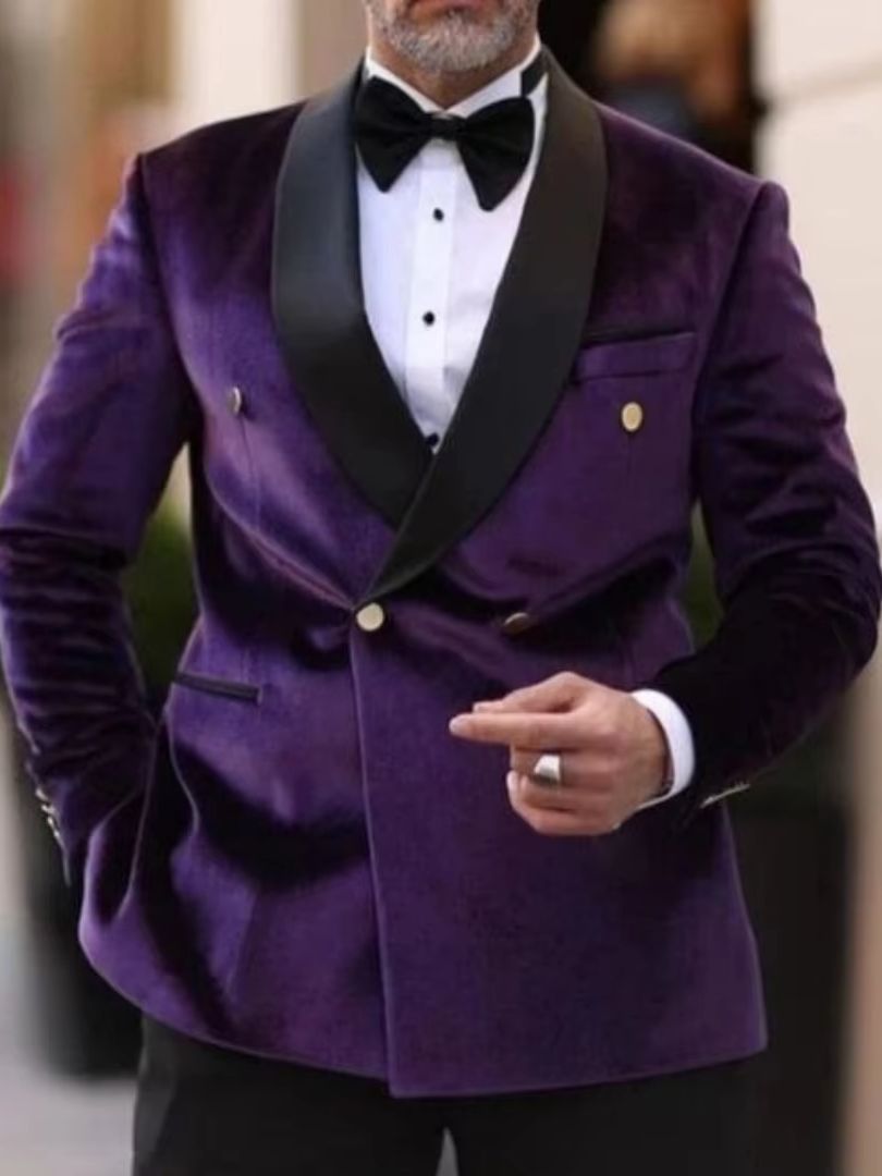 XS-6XL Velvet Wedding Men Suit - Men Formal Wear With Coat recension och pris