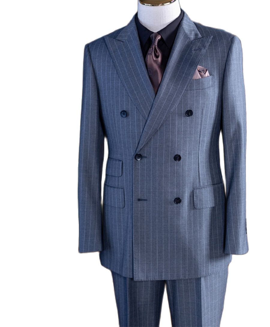 Grey Stripe Double Breast Clas - Men Formal Wear For Wedding recension och pris