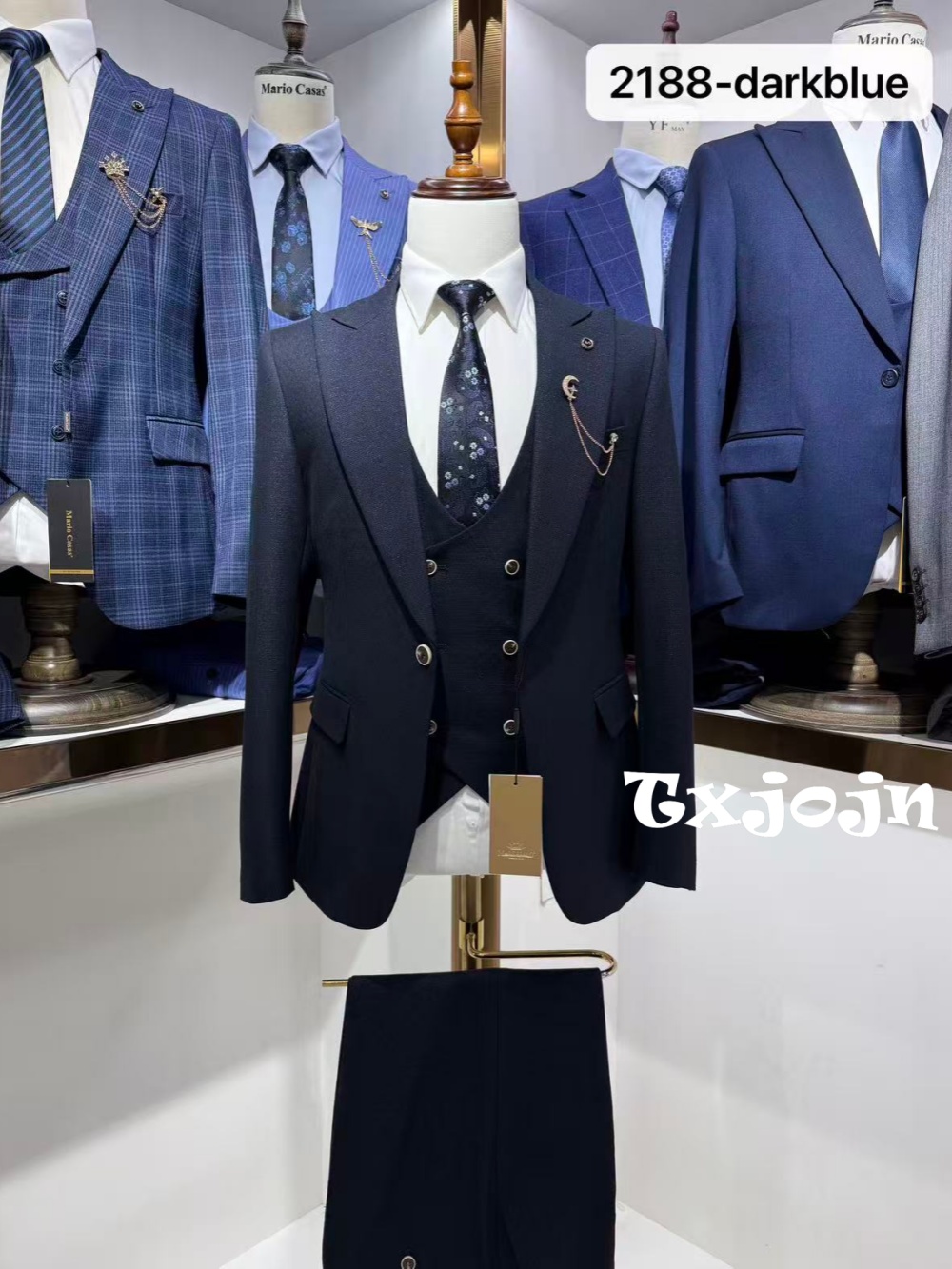 Dark Blue Men's Formal Suit Se - Men Formal Wear Clothes recension och pris