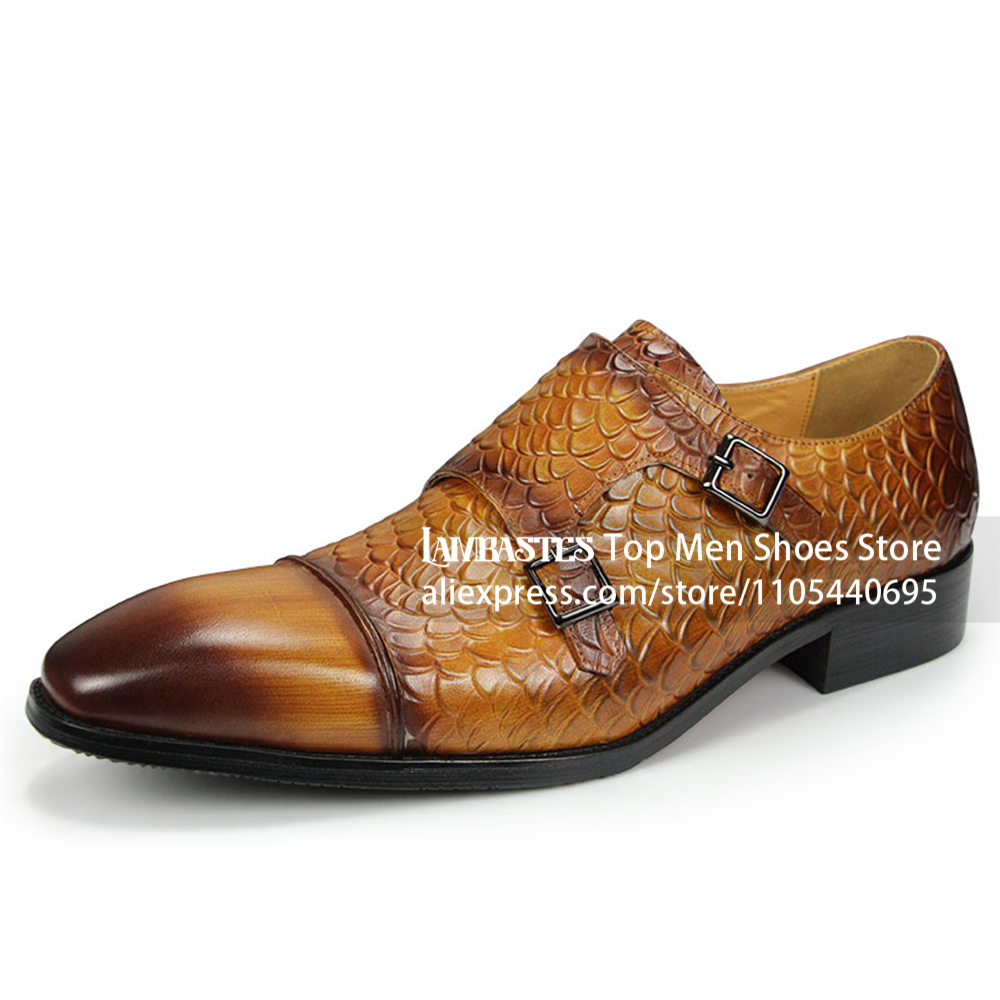 Tan Scale Embossed Double Monk - Scale - Men Formals & Ethnic Wear recension och pris