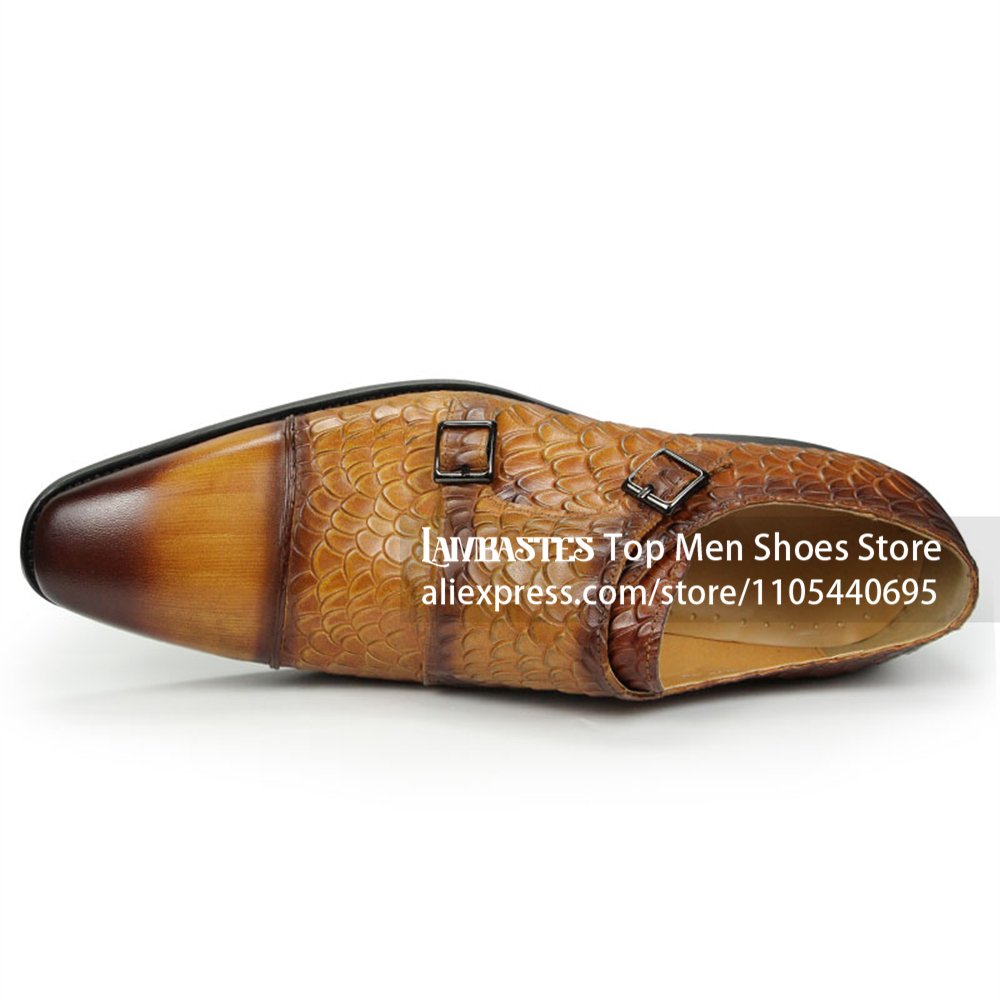 Tan Scale Embossed Double Monk - Scale - Men Formals & Ethnic Wear recension och pris