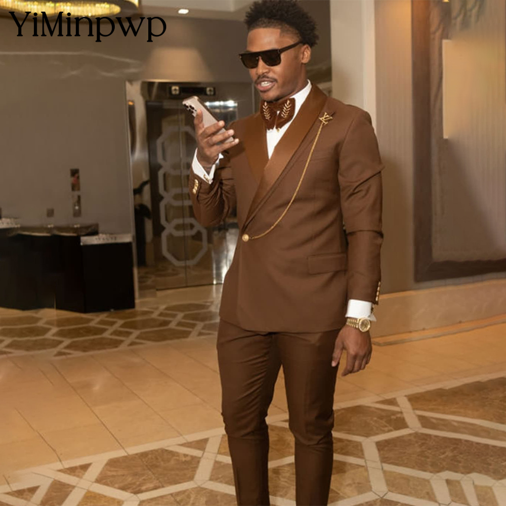 Brown African Men's Suits 2 Pi - Men Formal Wear Brown recension och pris