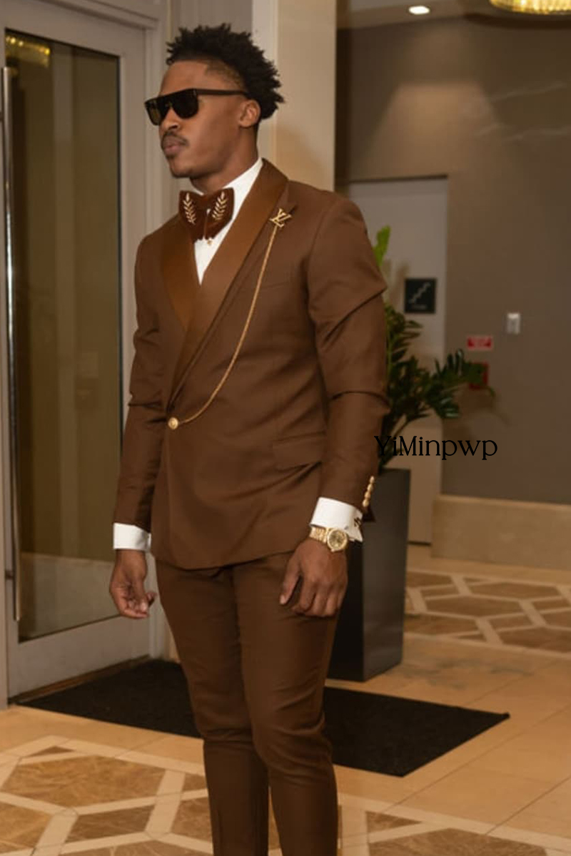 Brown African Men's Suits 2 Pi - Men Formal Wear Brown recension och pris