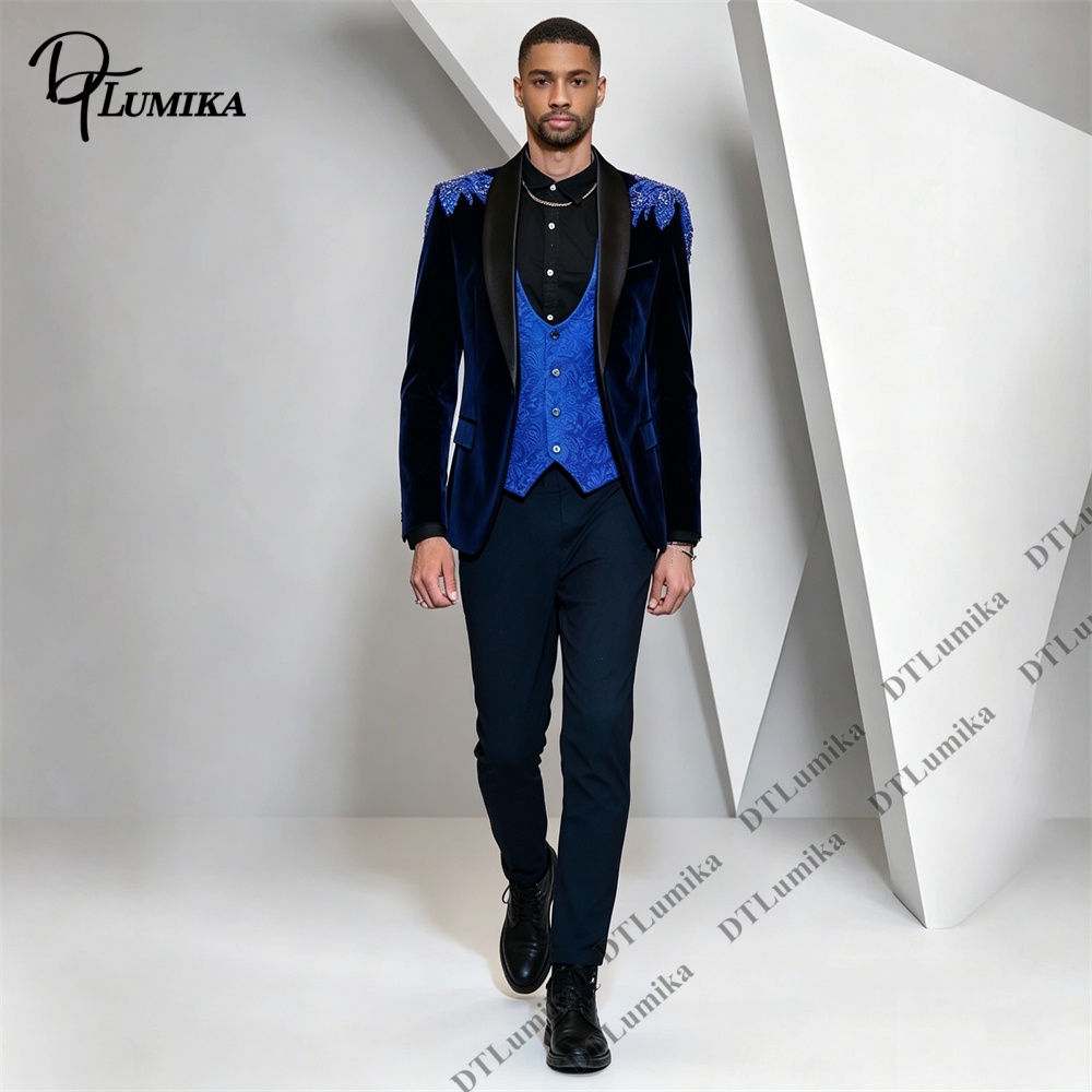 Peagent Men 3 Piece Velvet Sui - Men Formal Wear For Wedding recension och pris
