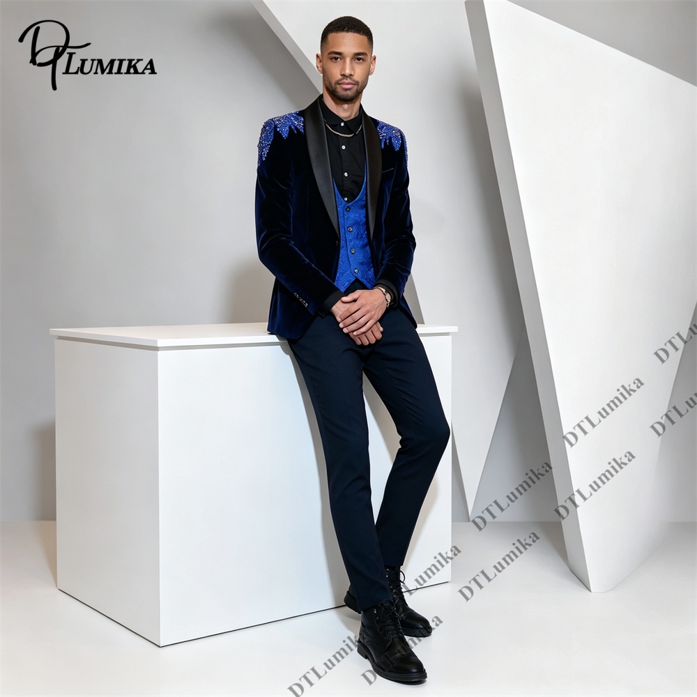 Peagent Men 3 Piece Velvet Sui - Men Formal Wear For Wedding recension och pris