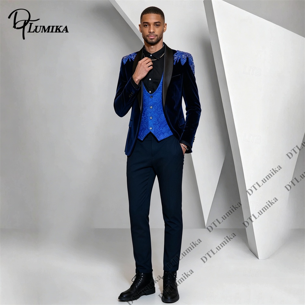Peagent Men 3 Piece Velvet Sui - Men Formal Wear For Wedding recension och pris