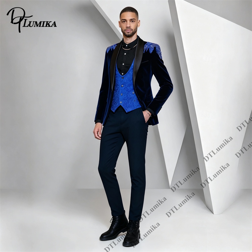 Peagent Men 3 Piece Velvet Sui - Men Formal Wear For Wedding recension och pris